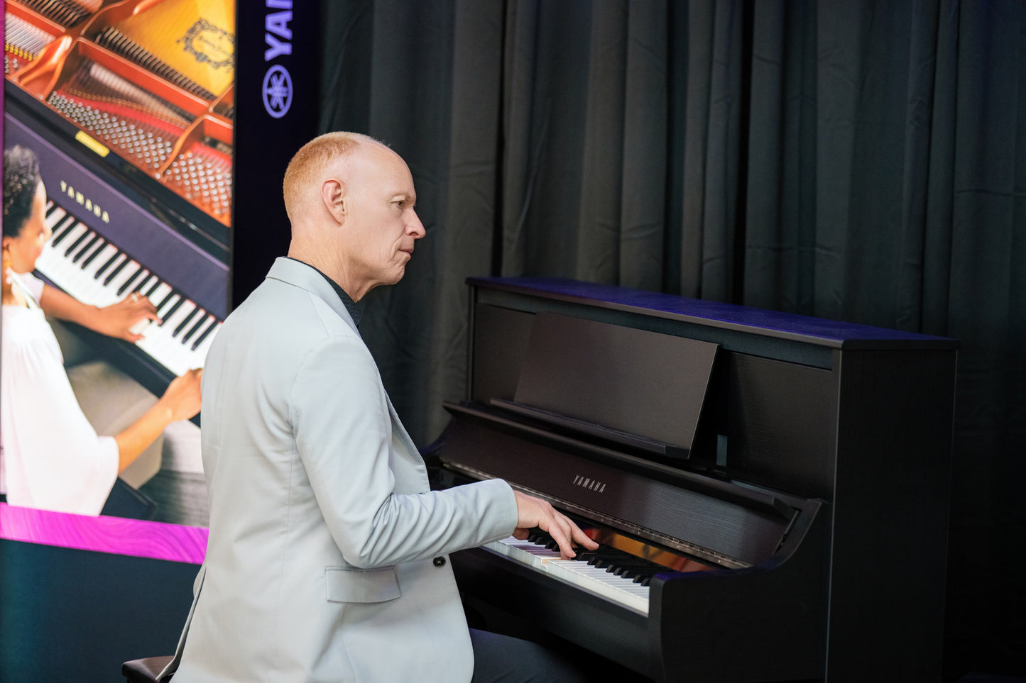 CSP295 - Tall cabinet, tablet-controlled smart piano with bench