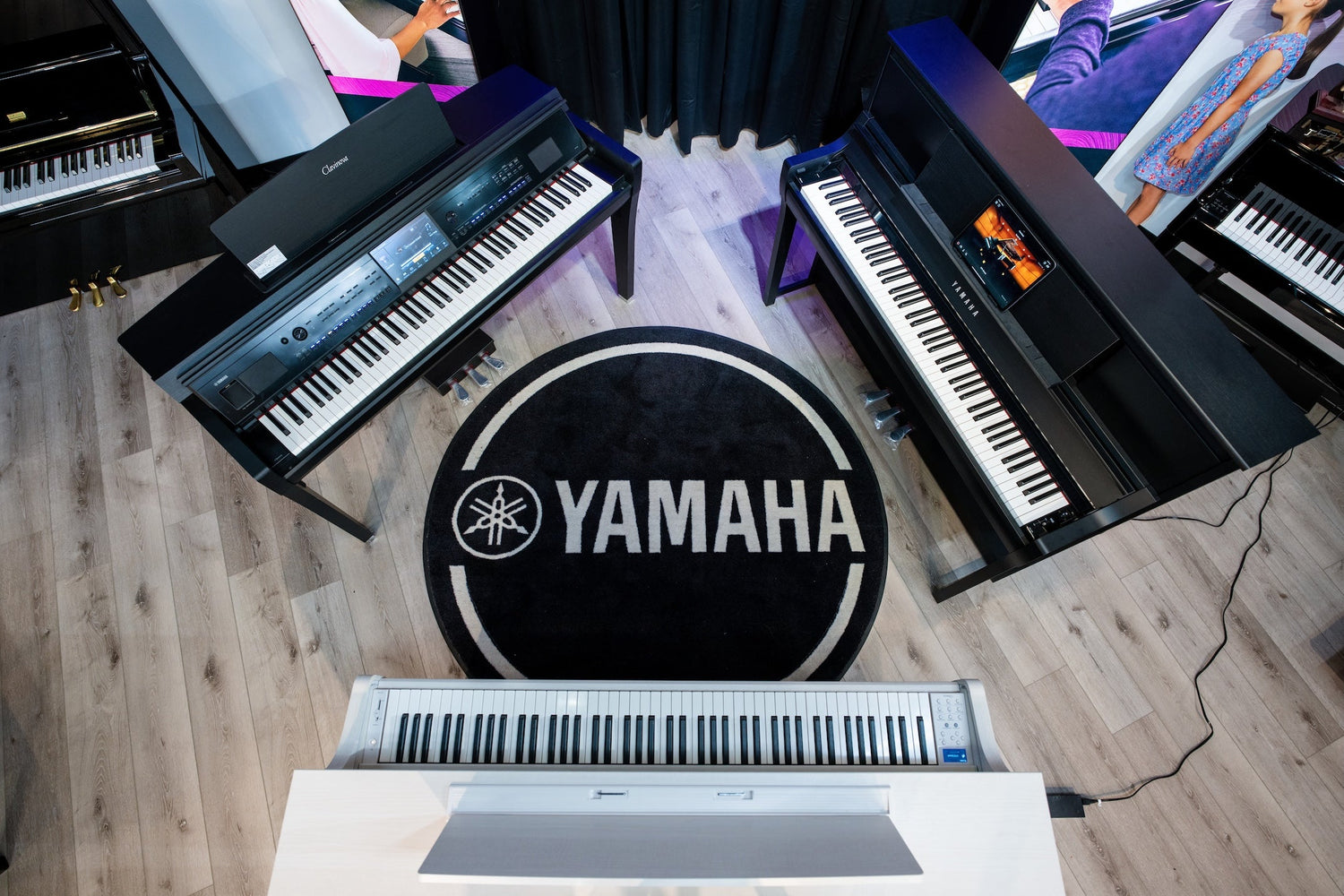 The full Yamaha Clavinova range shown together