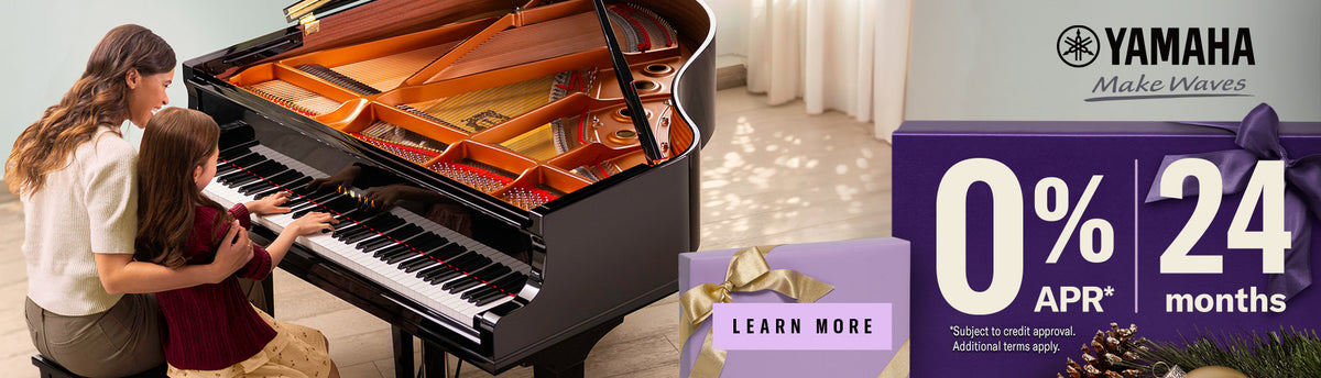 Yamaha holiday financing. 0% APR for 24 months on select Yamaha pianos. Learn more.